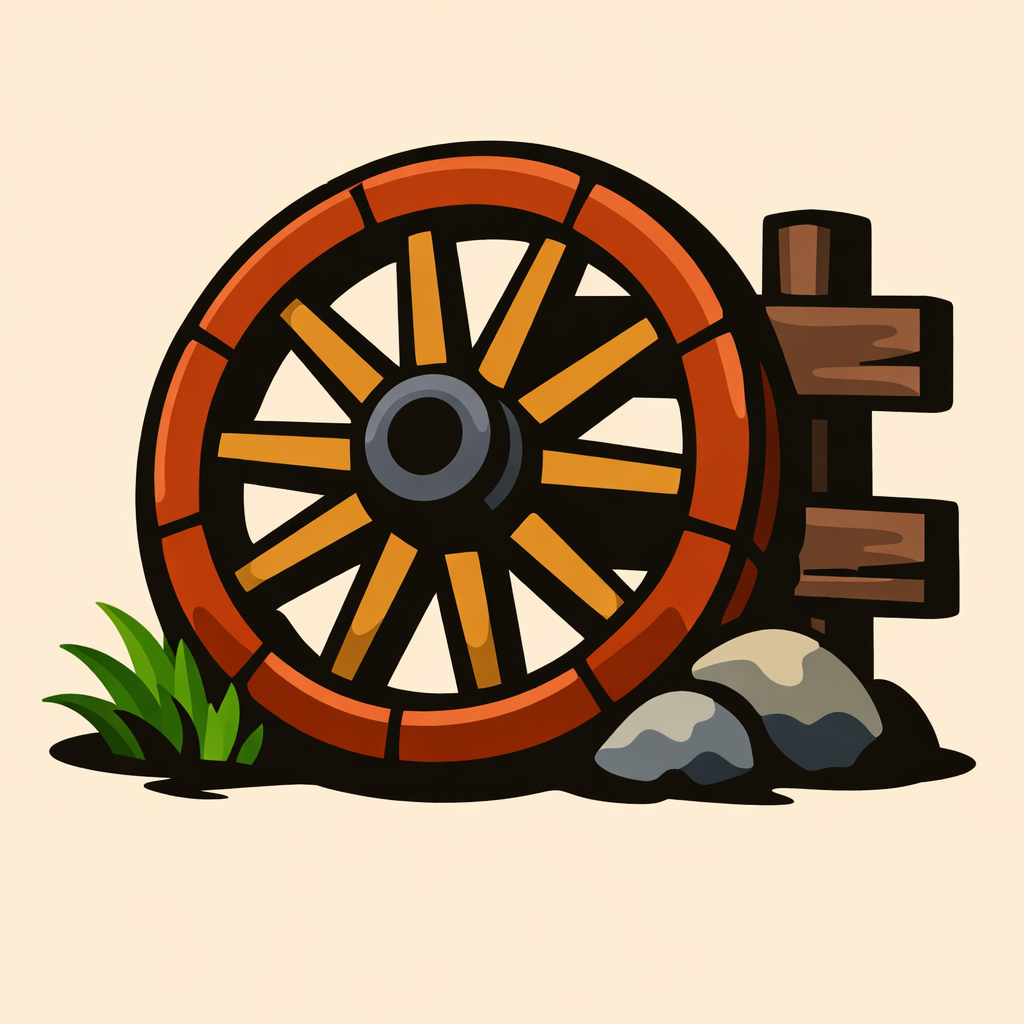 Wagon Wheel Leaned Against A Fence cross-stitch pattern preview — Farmhouse & Rustic