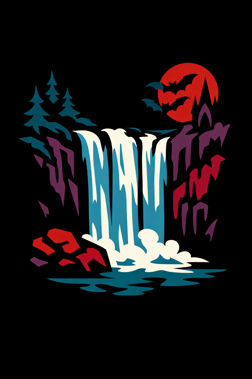 Waterfall In A Forest cross-stitch pattern preview — Landscapes & Nature Scenes