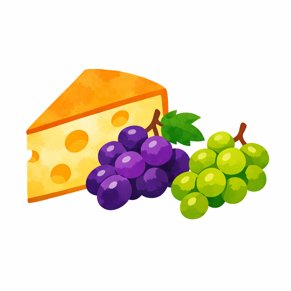 Wedge Of Cheese With Grapes cross-stitch pattern preview — Food & Drink