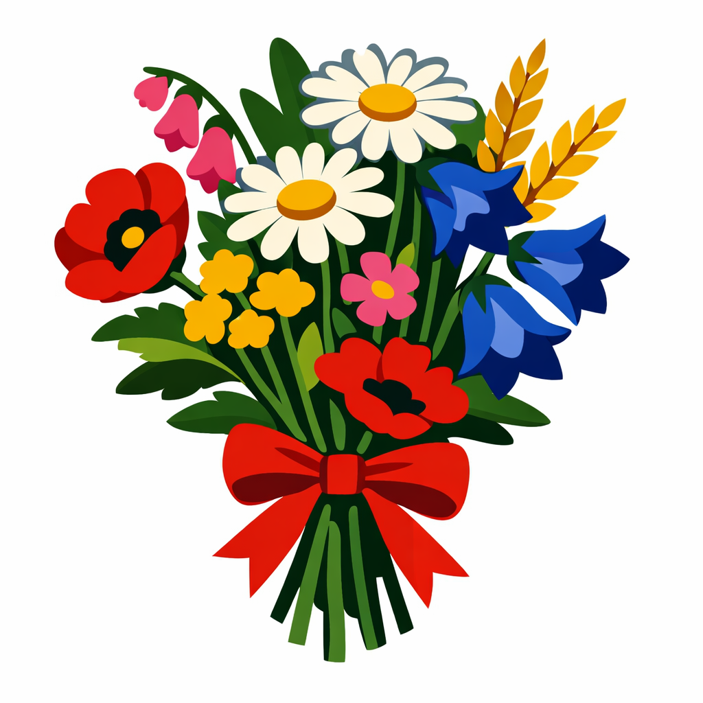 Wildflower Bouquet Tied With A Ribbon cross-stitch pattern preview — Florals & Botanicals