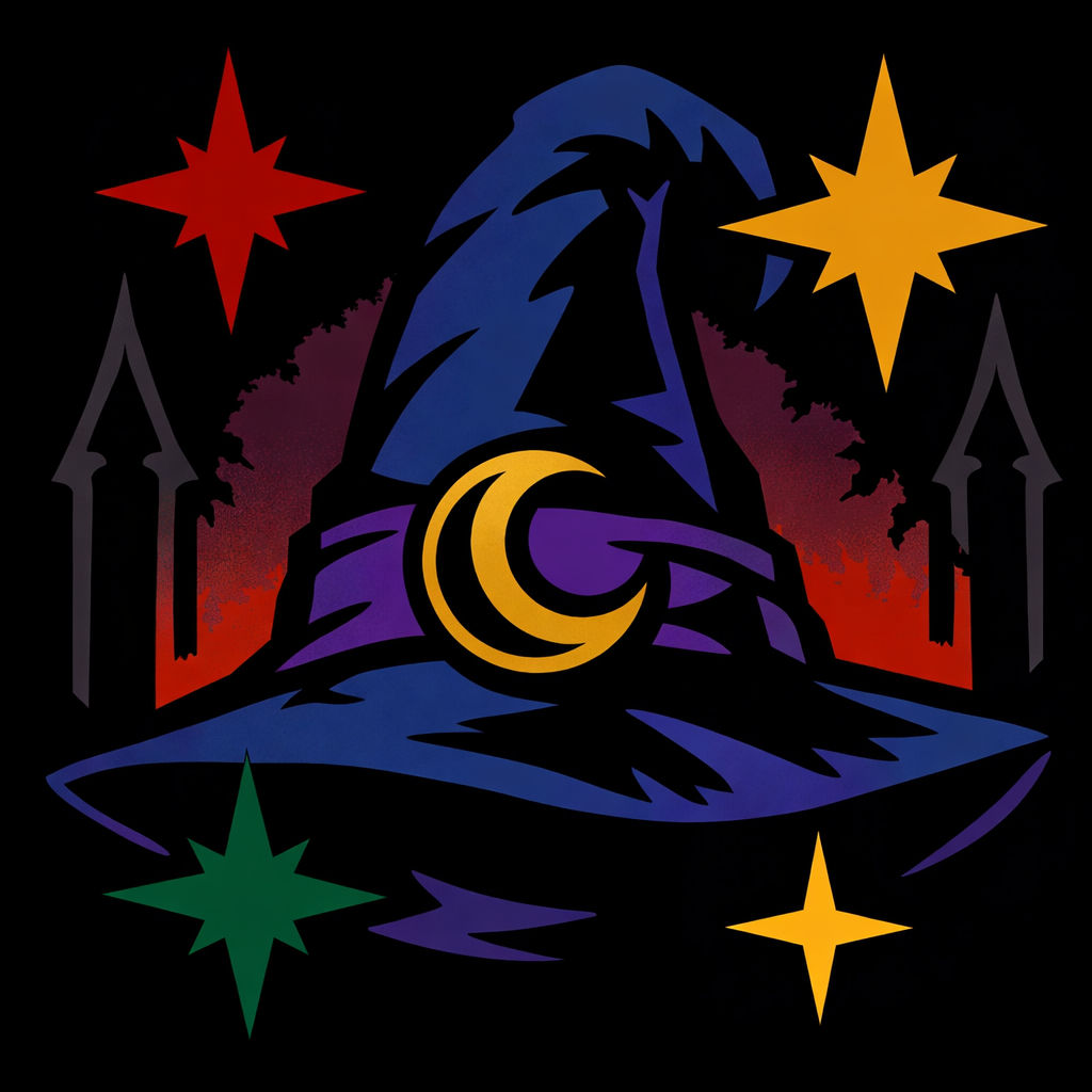 Wizard's Hat And Stars cross-stitch pattern preview — Fantasy & Whimsical