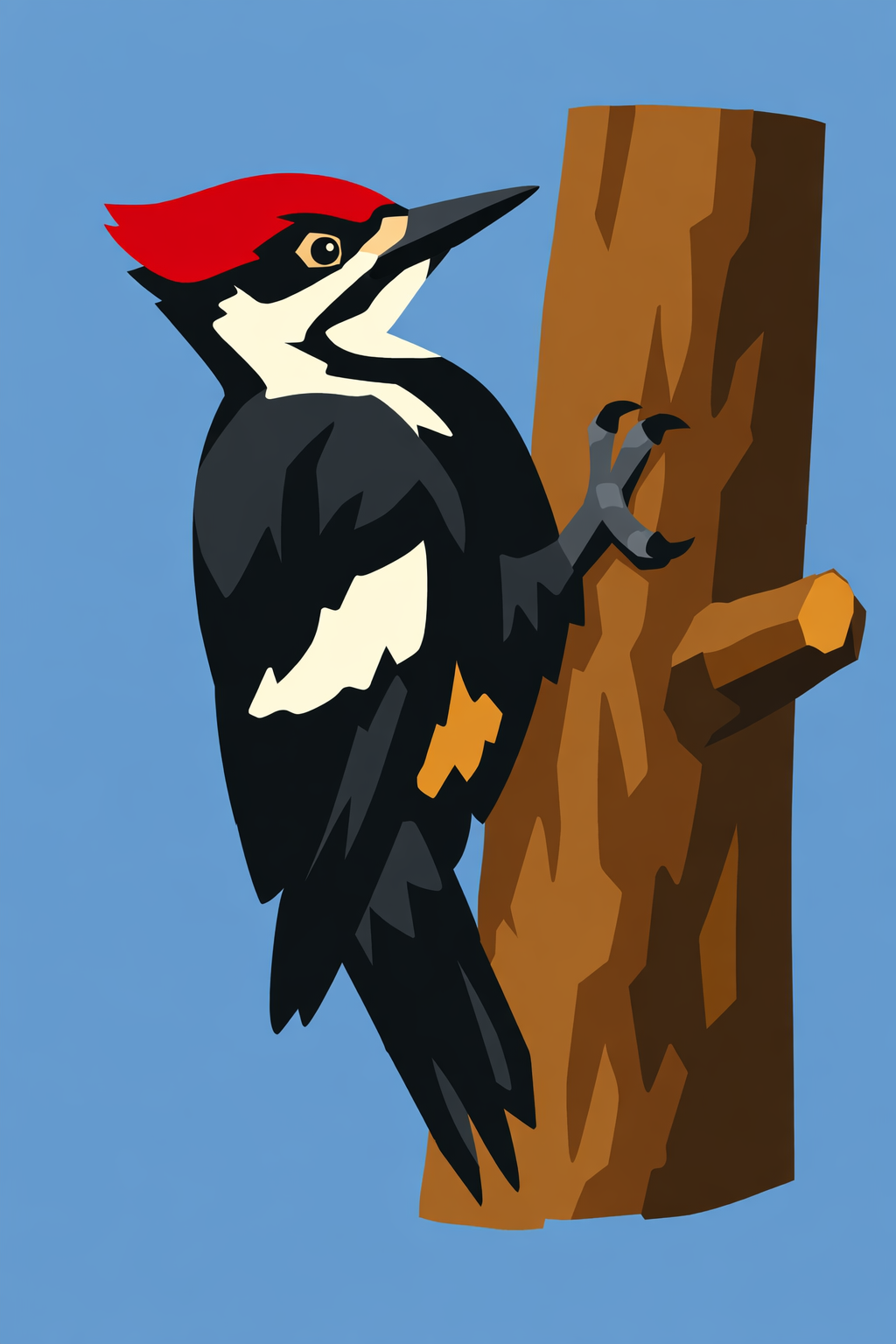 Woodpecker On A Tree Trunk cross-stitch pattern preview — Birds & Woodland Creatures