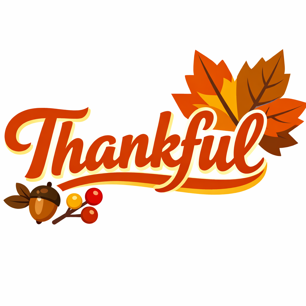 Word Thankful With A Leaf Accent cross-stitch pattern preview — Quotes, Sayings & Monograms